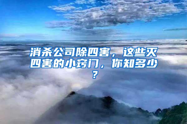 消殺公司除四害，這些滅四害的小竅門，你知多少？